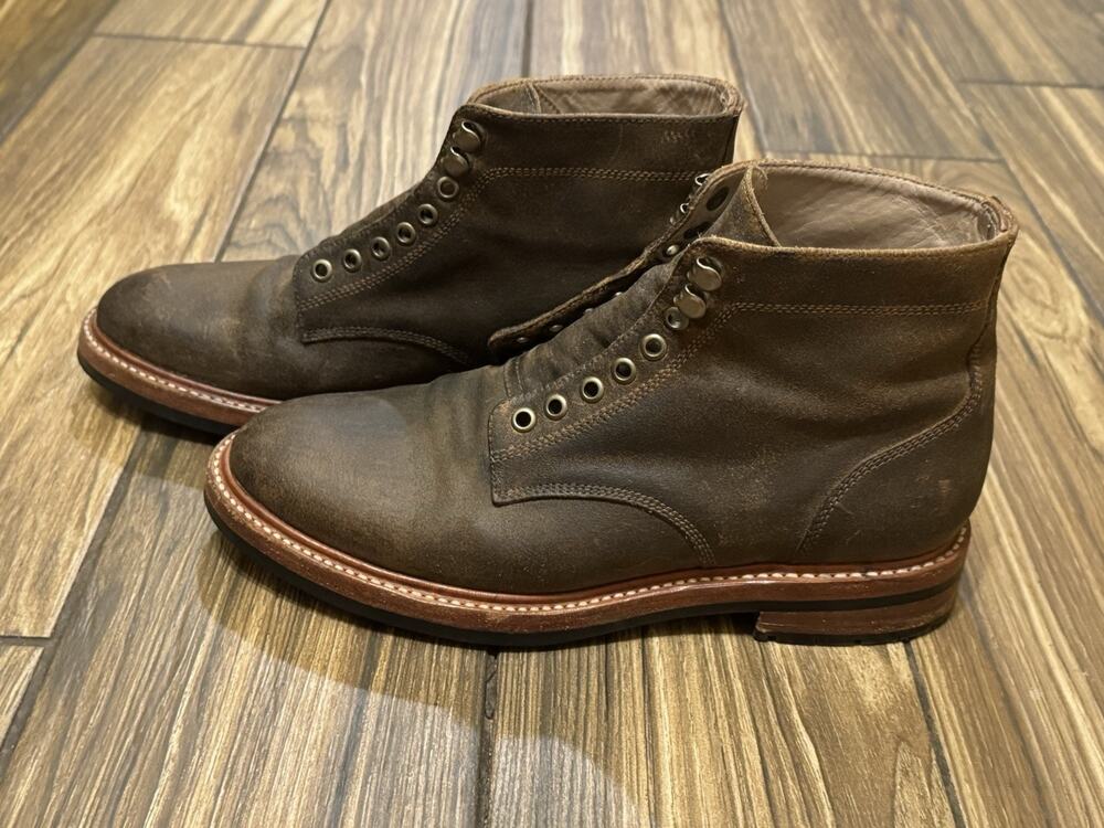 Taylor Stitch Trench Boots Men’s 8.5 Brown Roughout Leather Vibram Goodyear